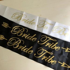 Bride to be and 7 bride tribe sashes.